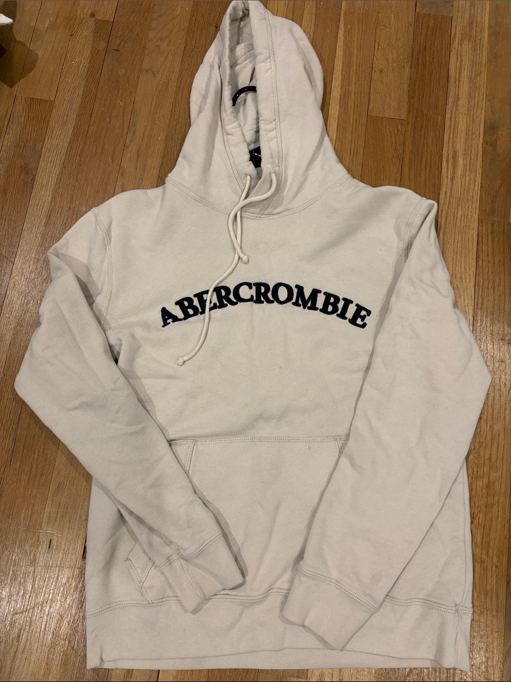 Abercrombie & Fitch Off-White Hoodie with Navy Logo